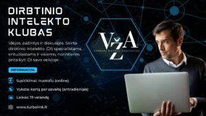 Dirbtinio intelekto (DI) klubas – online AI susitikimas lietuviškai per Google Meet: dalyviai dalinasi įrankiais, iššūkiais ir sprendimais.